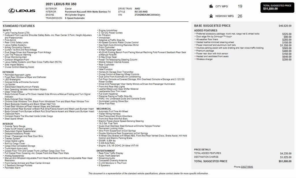 Used 2021 Lexus RX 350 AWD w/ Premium Package image 4