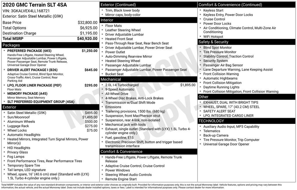 Used 2020 GMC Terrain SLT w/ Preferred Package AWD/4WD image 6