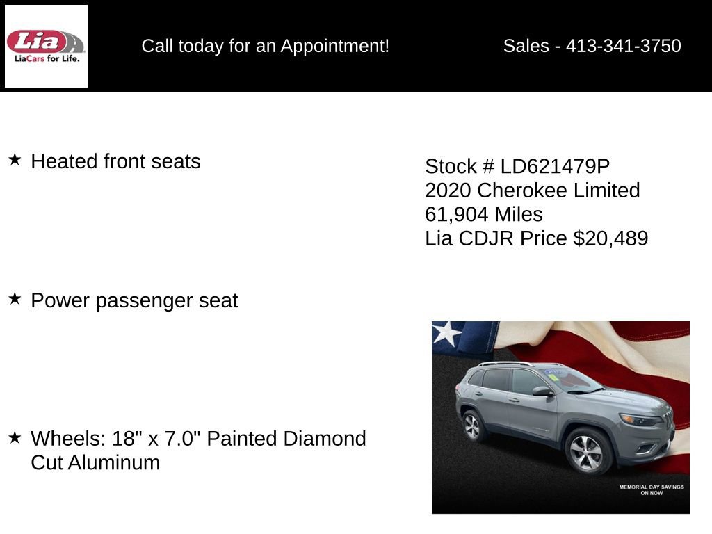 Used 2020 Jeep Cherokee Limited AWD/4WD image 11