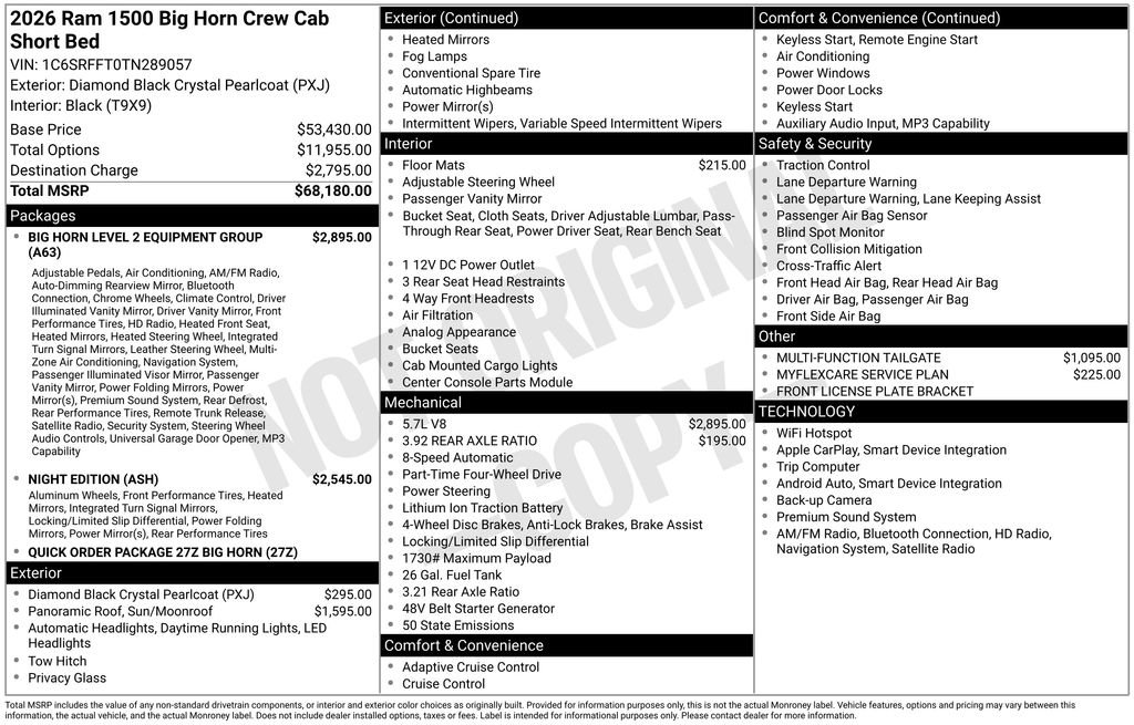 New 2026 RAM 1500 Big Horn AWD/4WD image 3