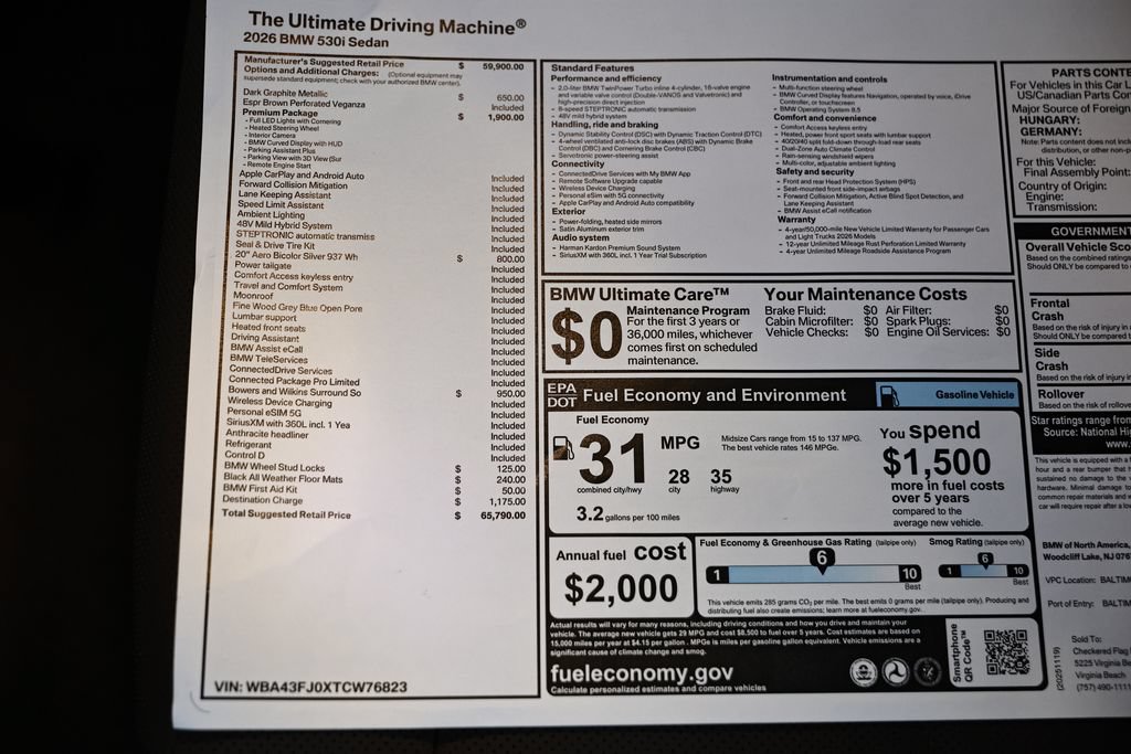 Used 2026 BMW 530i w/ Premium Package RWD image 25