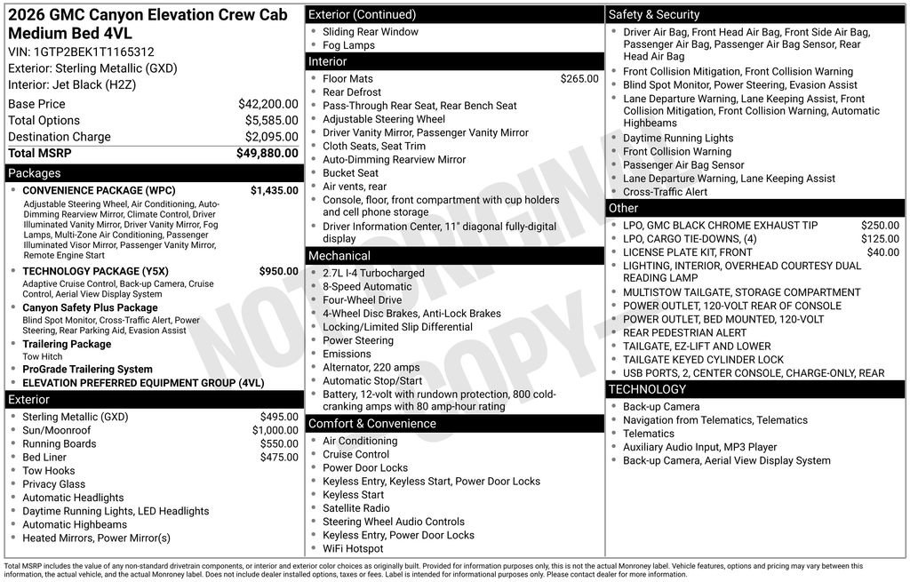 New 2026 GMC Canyon Elevation w/ Convenience Package image 6