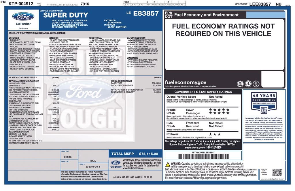 Used 2020 Ford F250 Lariat w/ Lariat Ultimate Package image 34