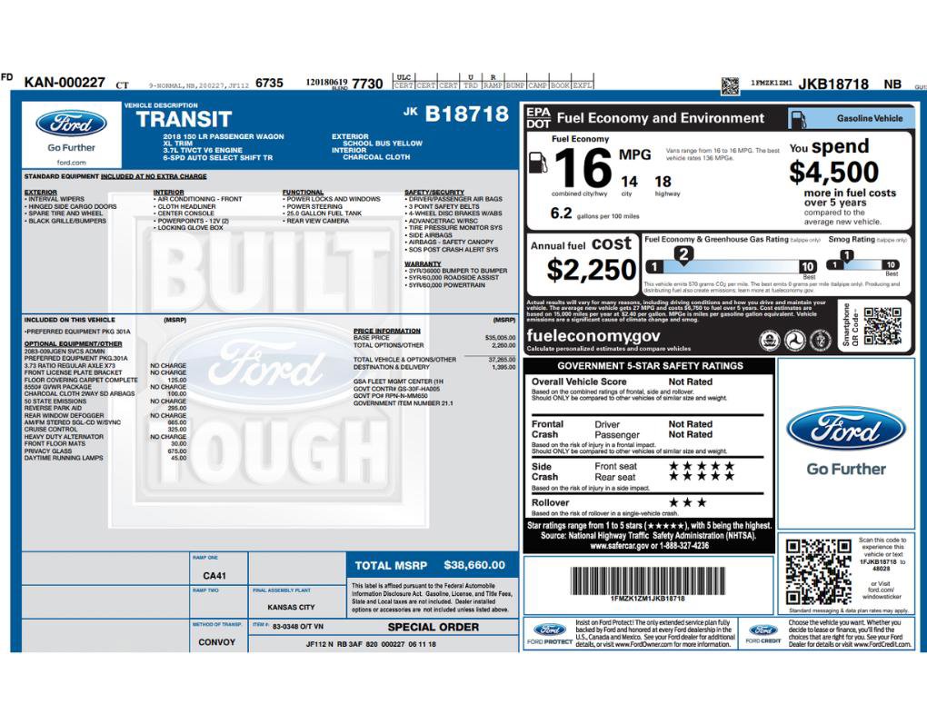 Used 2018 Ford Transit 150 XL RWD image 2