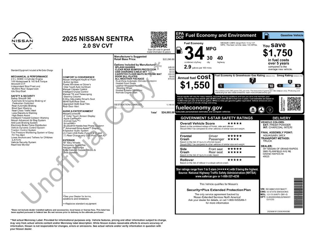 New 2025 Nissan Sentra SV w/ All-Weather Package image 29