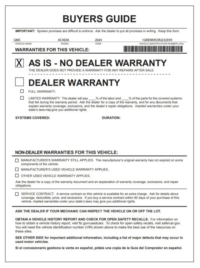 Used 2024 GMC Acadia Elevation w/ Luxury Package image 32