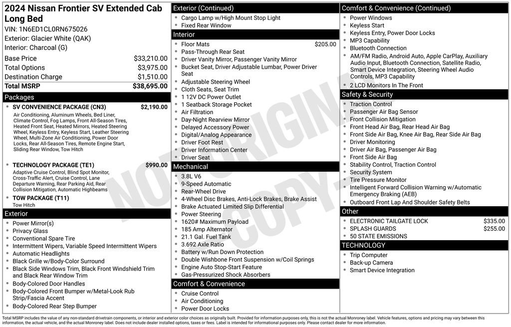 Used 2024 Nissan Frontier SV w/ SV Convenience Package RWD image 34