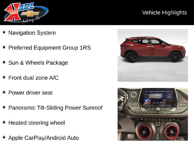 Certified 2019 Chevrolet Blazer RS w/ Sun and Wheels Package AWD/4WD image 2