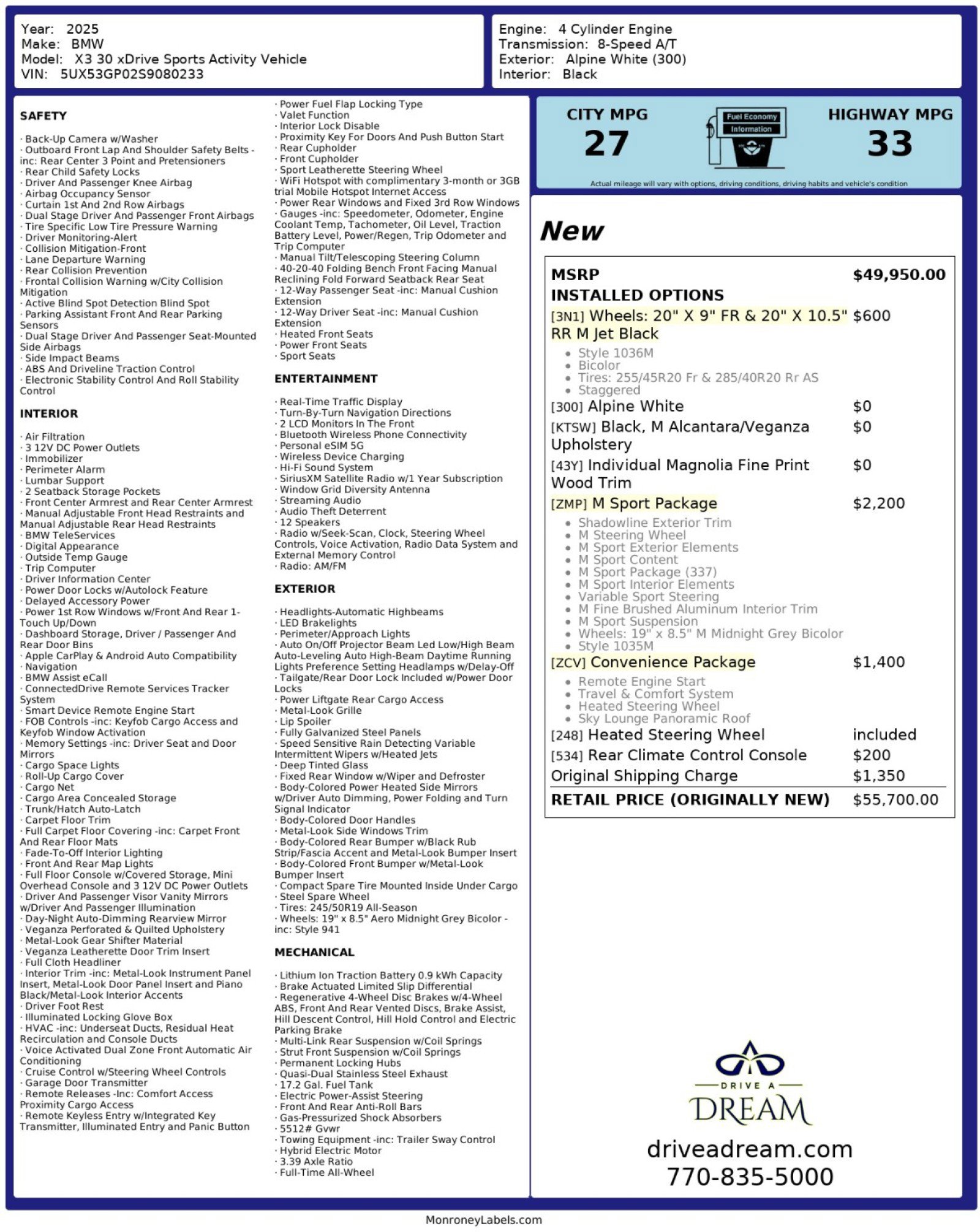 Used 2025 BMW X3 xDrive30i w/ M Sport Package image 58