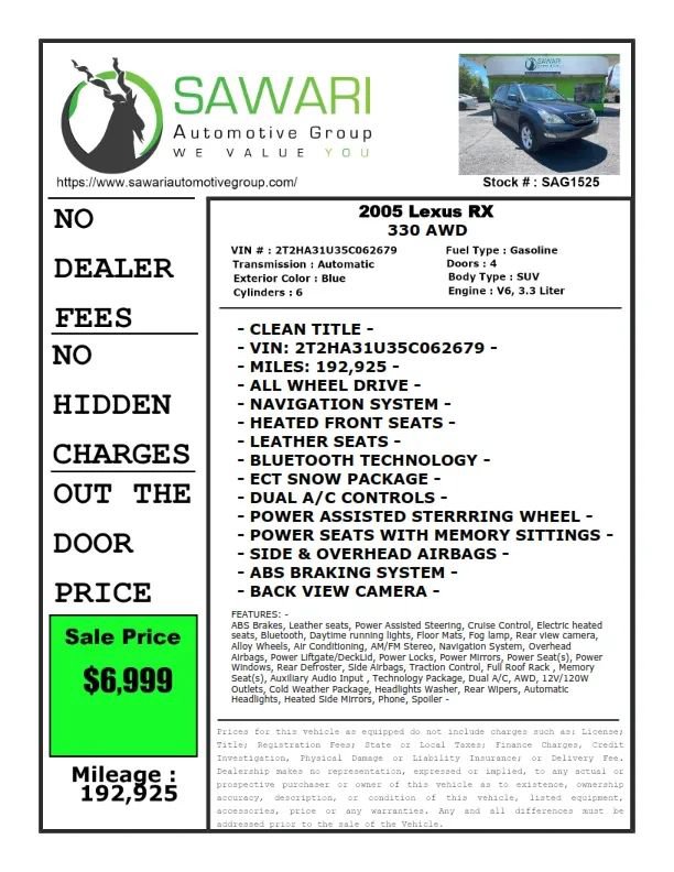 Used 2005 Lexus RX 330 AWD image 29