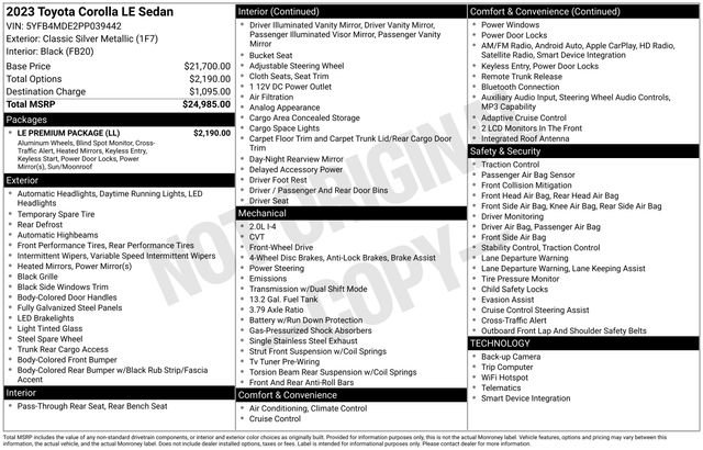Used 2023 Toyota Corolla LE w/ LE Premium Package FWD image 48