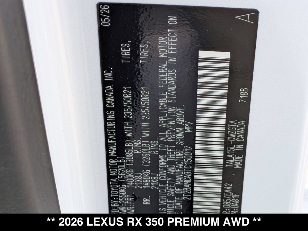New 2026 Lexus RX 350 Premium w/ Convenience Package AWD/4WD image 18