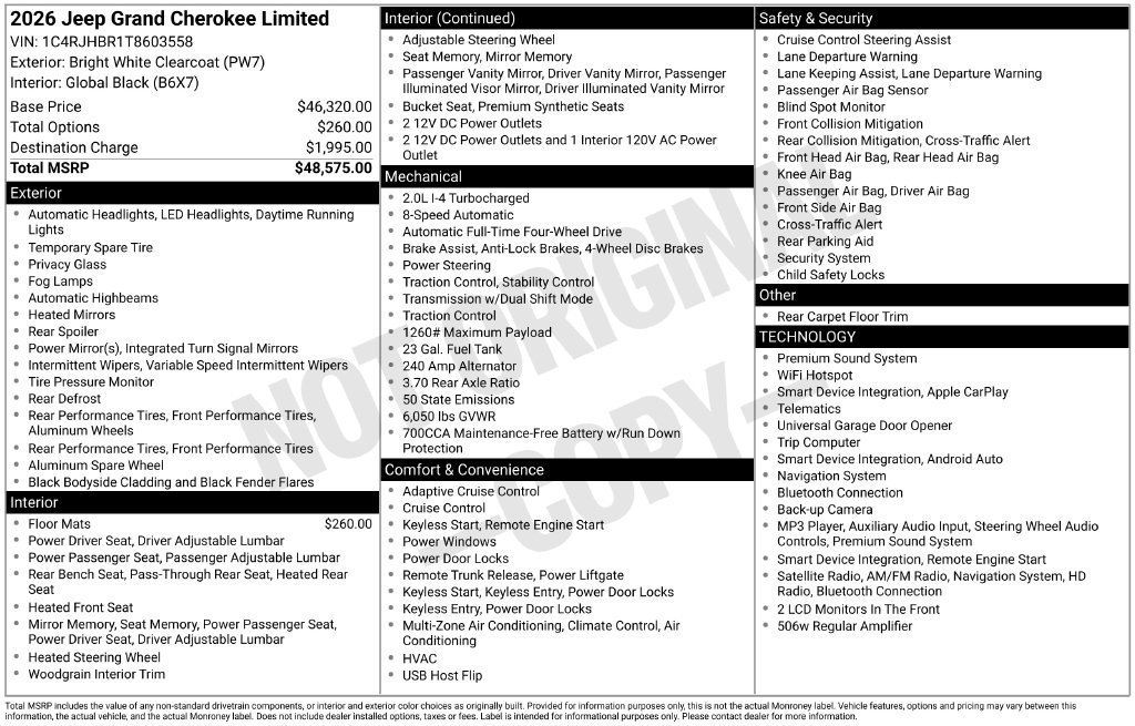 New 2026 Jeep Grand Cherokee Limited AWD/4WD image 5