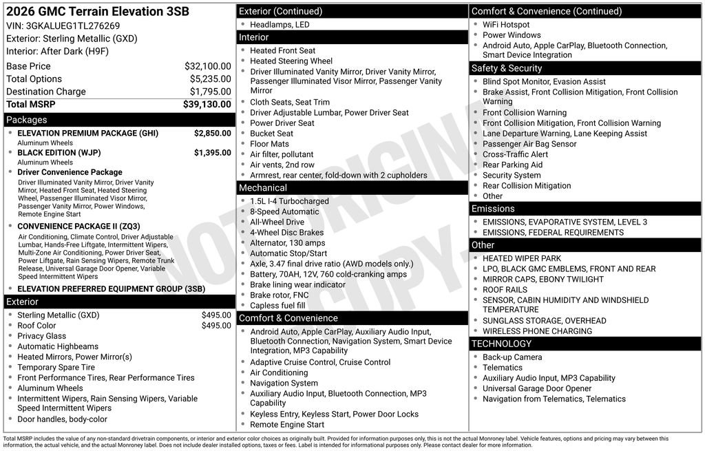New 2026 GMC Terrain Elevation w/ Elevation Premium Package image 44