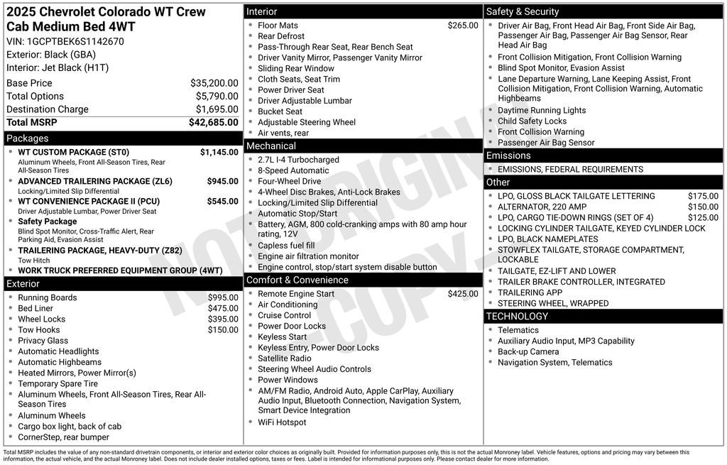 New 2025 Chevrolet Colorado W/T w/ WT Custom Package image 4