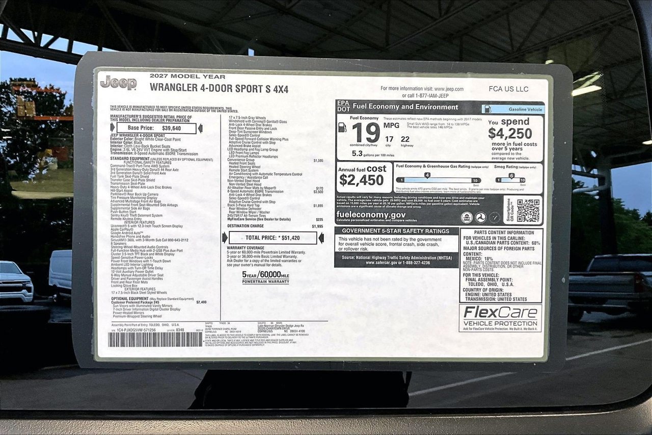 New 2027 Jeep Wrangler Unlimited Sport AWD/4WD image 36