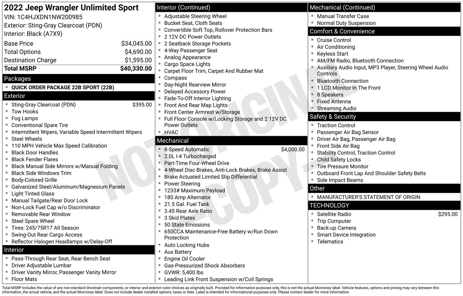 Used 2022 Jeep Wrangler Unlimited Sport AWD/4WD image 18