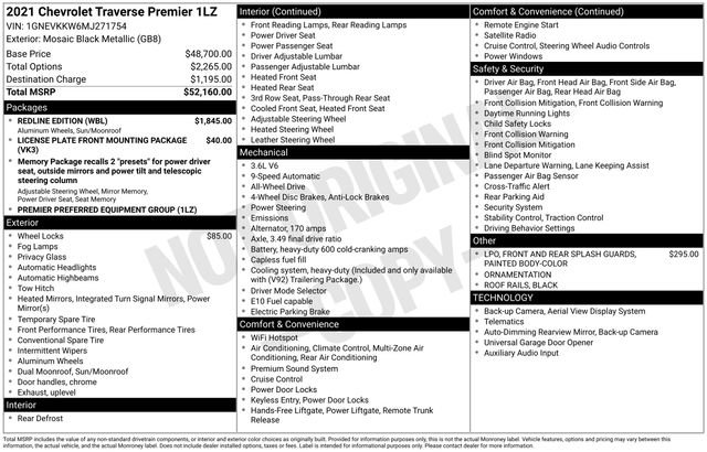 Used 2021 Chevrolet Traverse Premier w/ Redline Edition AWD/4WD image 12