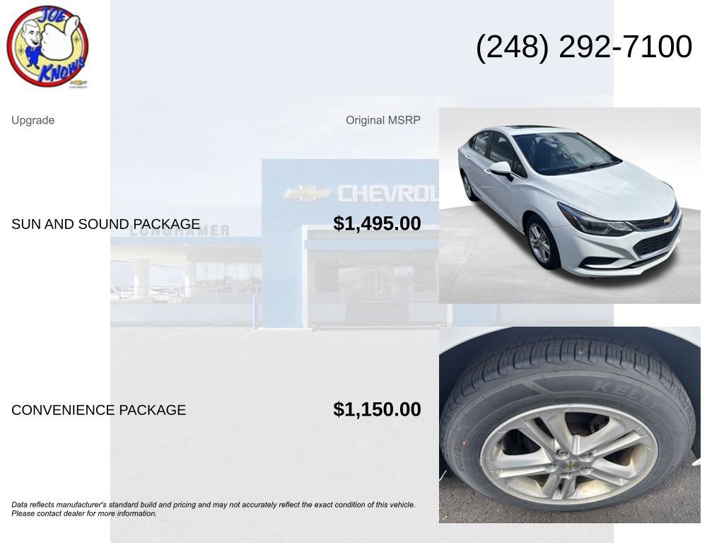 Used 2016 Chevrolet Cruze LT w/ Sun And Sound Package FWD image 5
