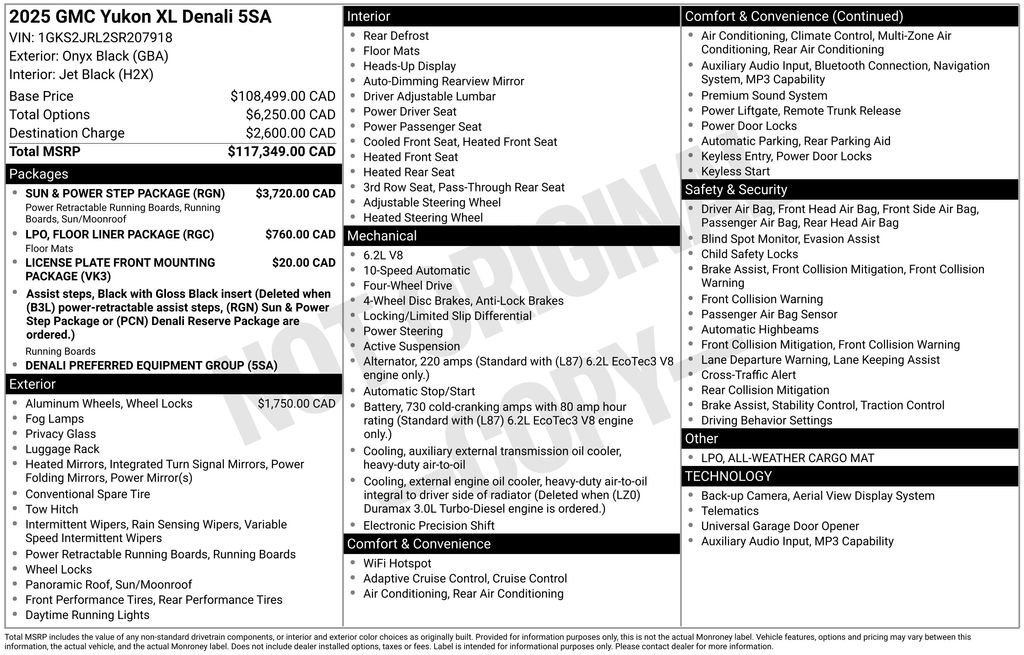 Used 2025 GMC Yukon XL Denali w/ Sun & Power Step Package AWD/4WD image 65