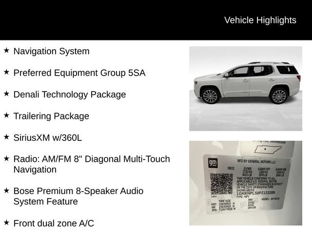 Certified 2023 GMC Acadia Denali w/ Denali Technology Package FWD image 27