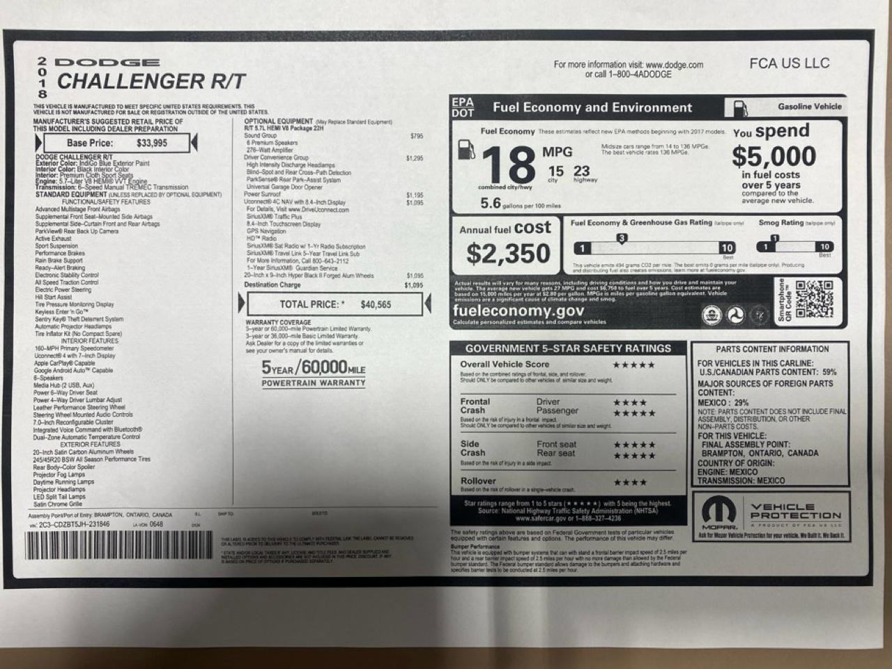 Used 2018 Dodge Challenger R/T w/ Driver Convenience Group image 39