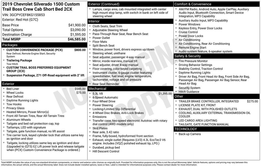 Used 2019 Chevrolet Silverado 1500 Custom Trail Boss w/ Custom Convenience Package image 3