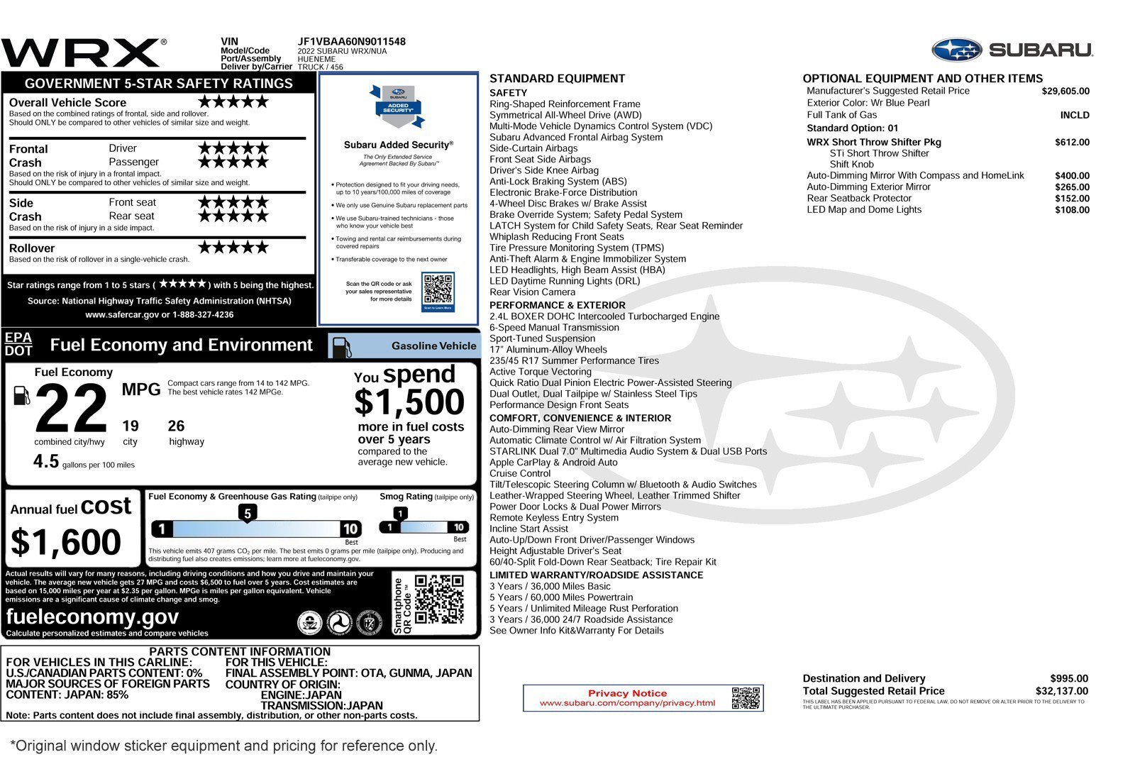 Used 2022 Subaru WRX image 2