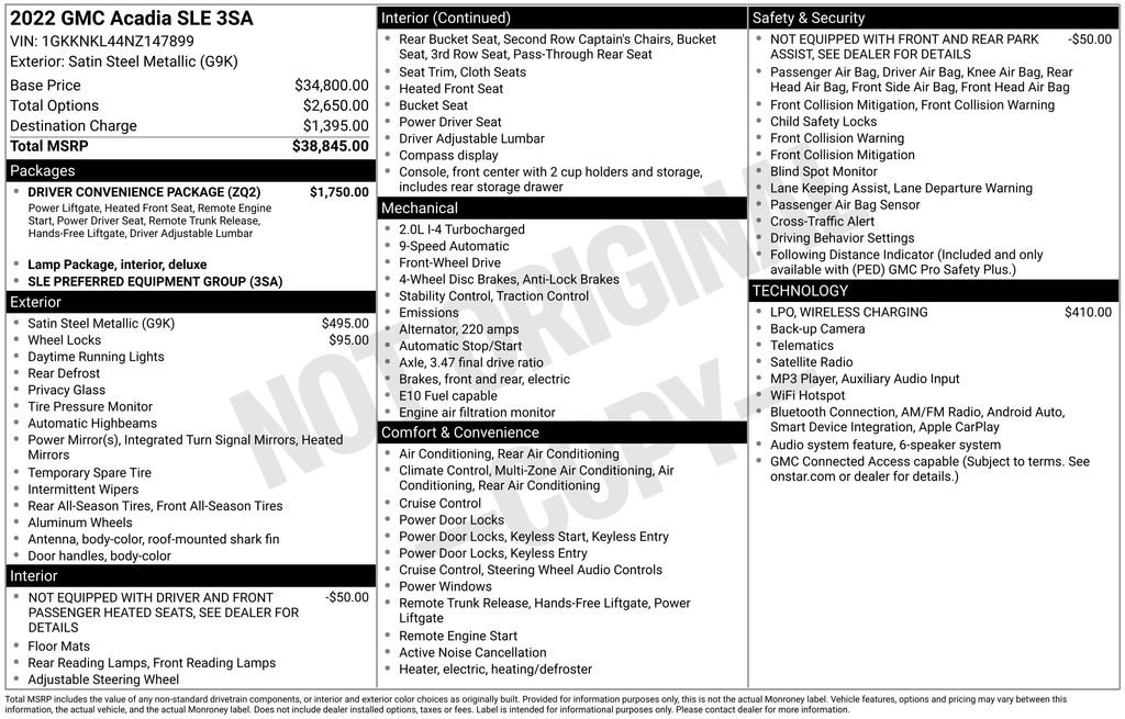 Used 2022 GMC Acadia SLE w/ Driver Convenience Package FWD image 32