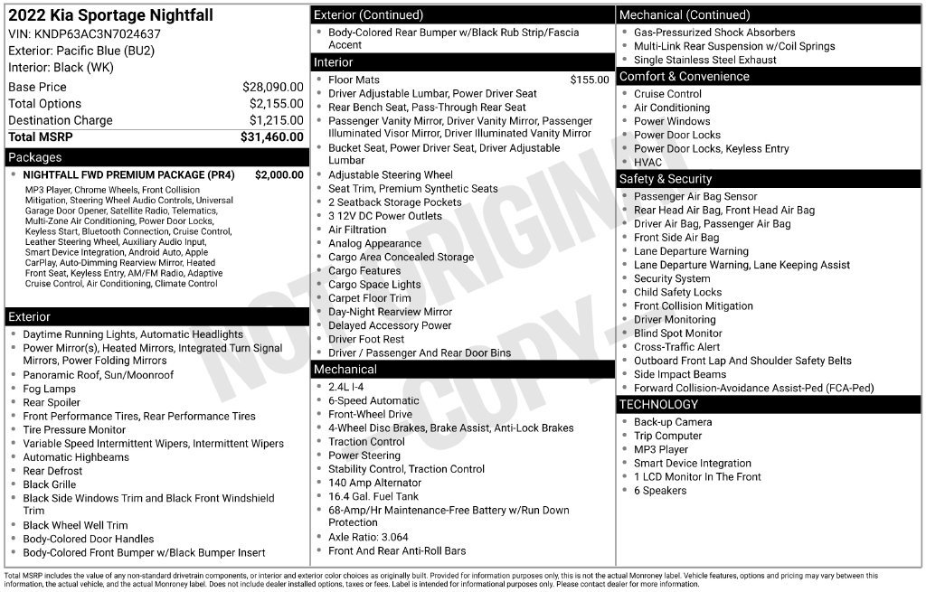 Certified 2022 Kia Sportage Nightfall Edition w/ Nightfall Fwd Premium Package image 8