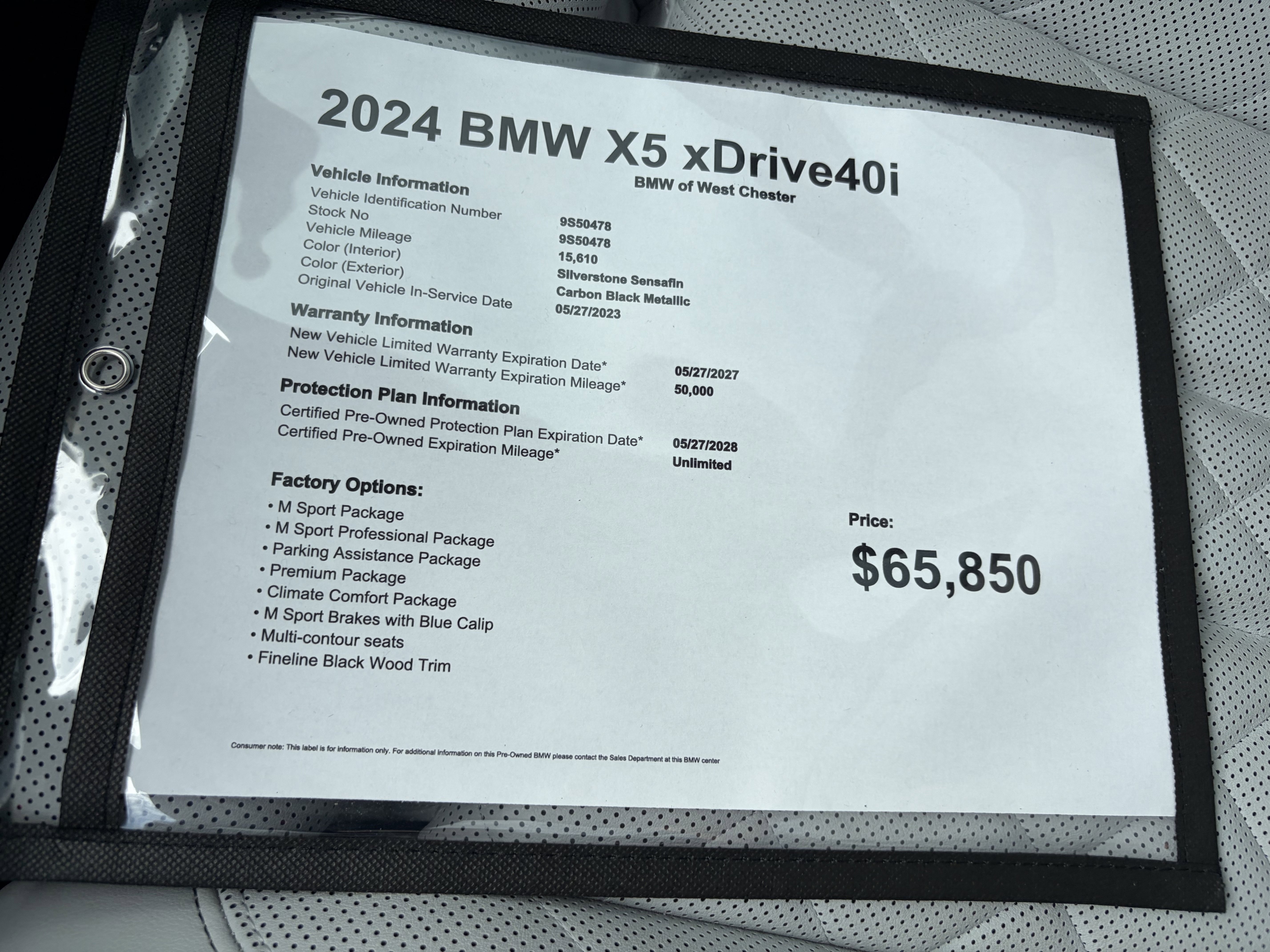 Certified 2024 BMW X5 xDrive40i w/ M Sport Package AWD/4WD image 18