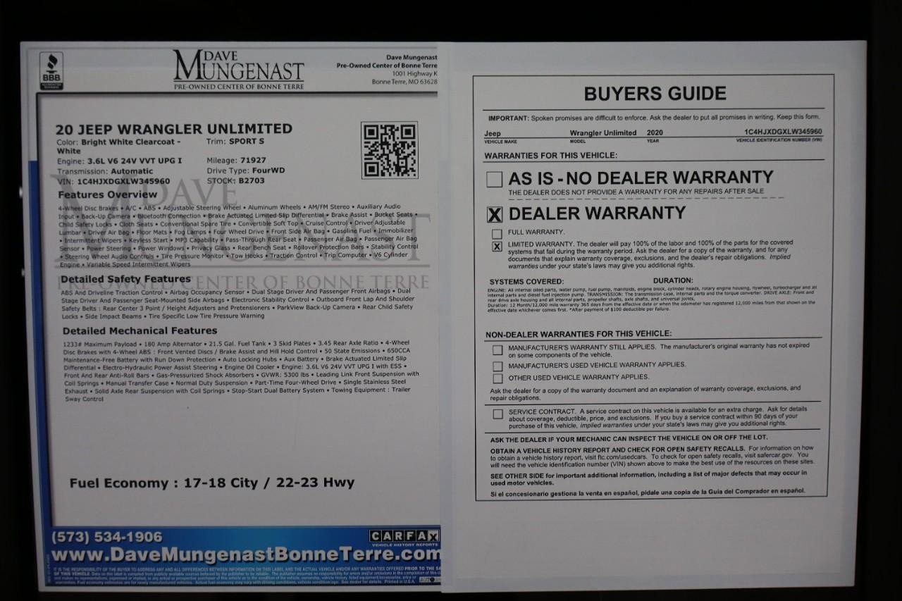 Used 2020 Jeep Wrangler Unlimited Sport S image 20