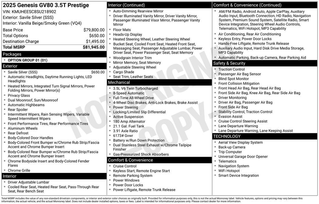 Used 2025 Genesis GV80 3.5T Prestige image 5