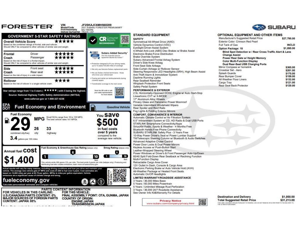 Used 2021 Subaru Forester Premium AWD/4WD image 9