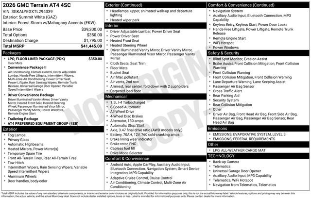 New 2026 GMC Terrain AT4 w/ LPO, Floor Liner Package image 7