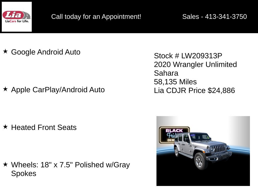 Certified 2020 Jeep Wrangler Unlimited Sahara w/ Cold Weather Group AWD/4WD image 11