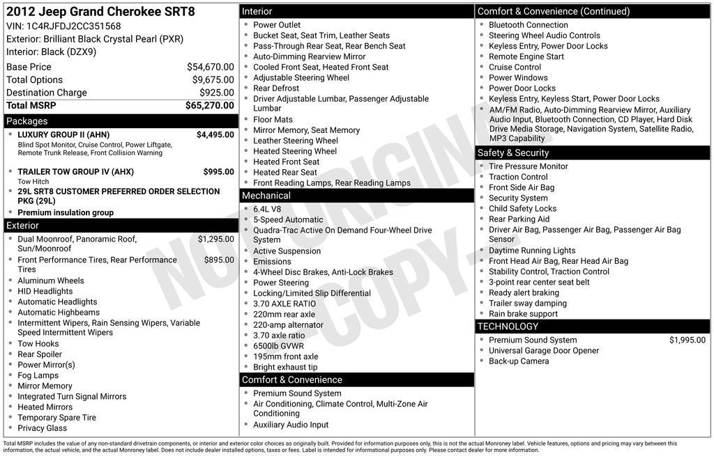 Used 2012 Jeep Grand Cherokee SRT8 w/ Luxury Group II image 51