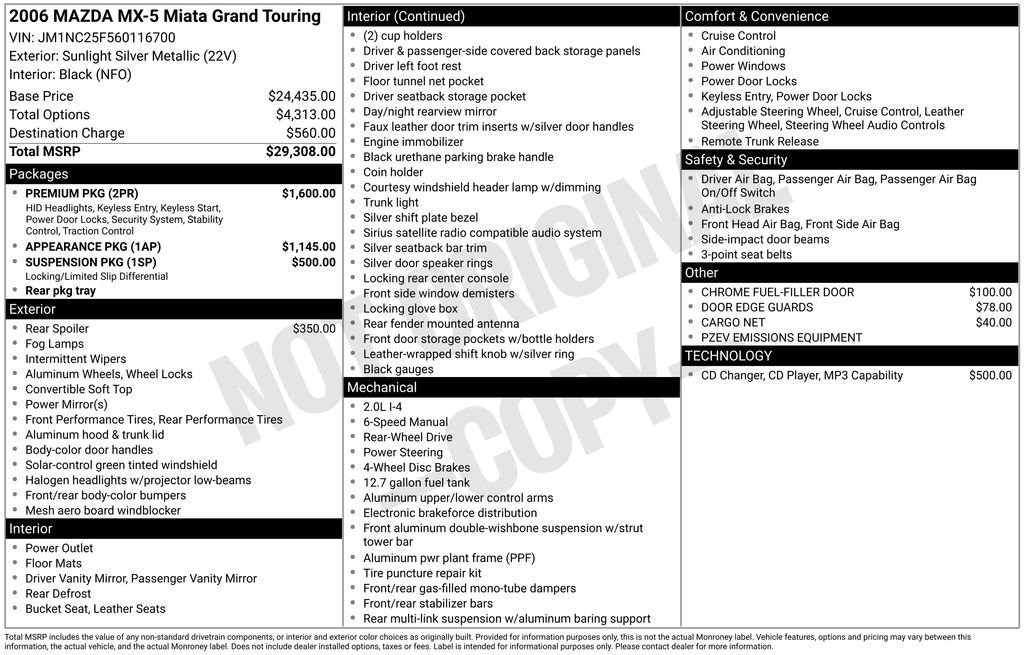 Used 2006 MAZDA MX-5 Miata Grand Touring w/ Premium Pkg RWD image 25