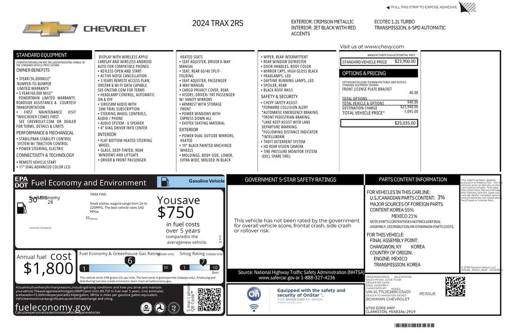 Used 2024 Chevrolet Trax RS FWD image 12