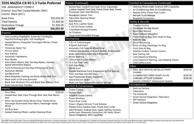 Certified 2026 MAZDA CX-90 3.3 Turbo w/ Preferred Package AWD/4WD image 39