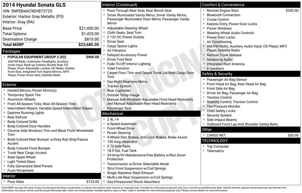 Used 2014 Hyundai Sonata GLS w/ Popular Equipment Group 2 image 9