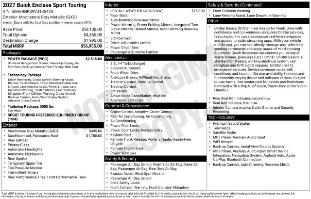 New 2027 Buick Enclave Sport Touring w/ Power Package FWD image 25