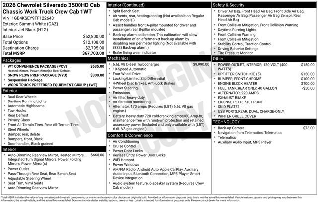 New 2026 Chevrolet Silverado 3500 W/T w/ WT Convenience Package AWD/4WD image 30