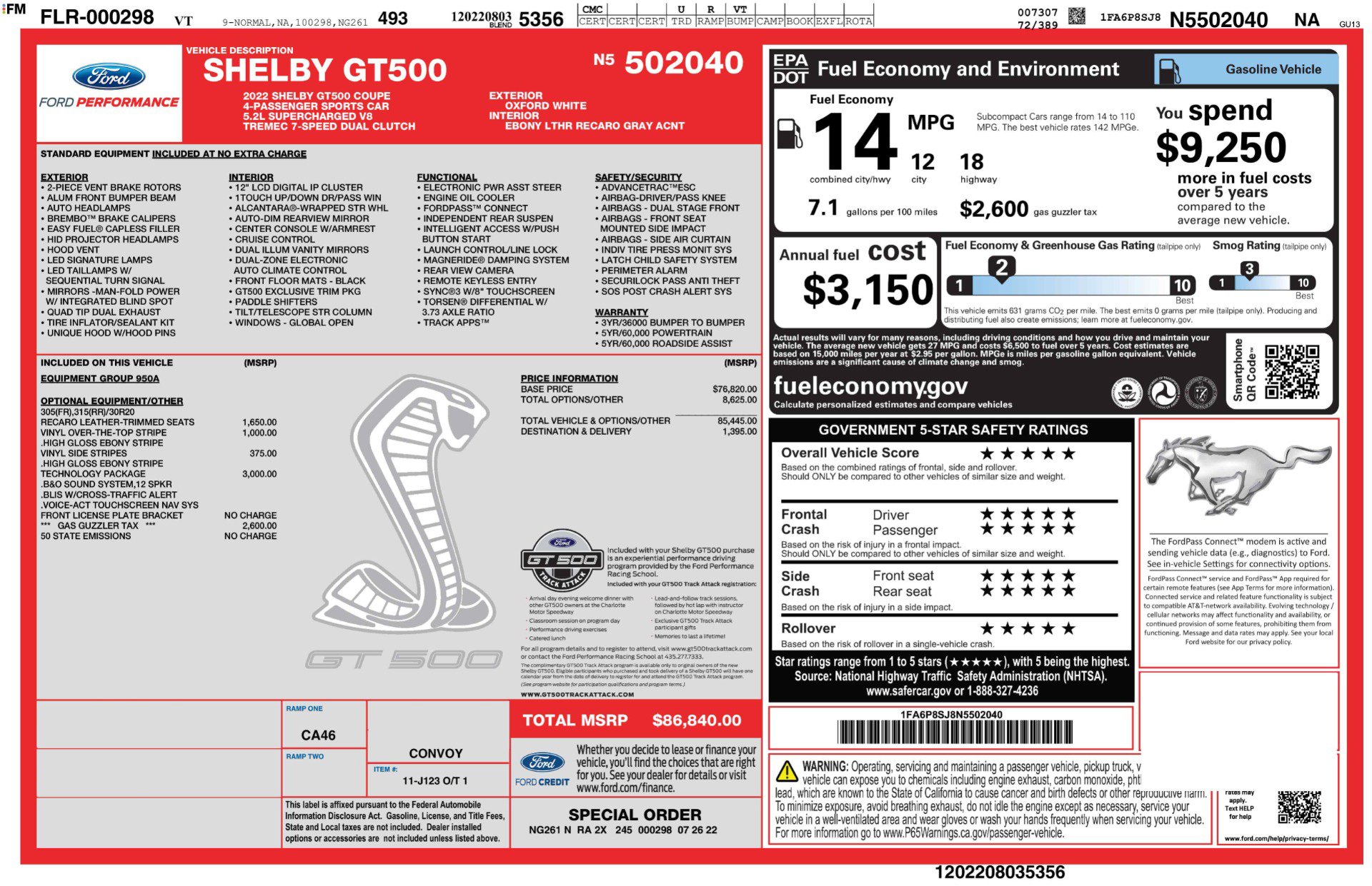 Used 2022 Ford Mustang Shelby GT500 w/ Technology Package RWD image 24
