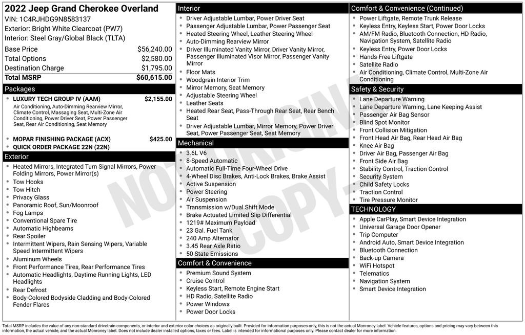 Used 2022 Jeep Grand Cherokee Overland w/ Luxury Tech Group IV image 15