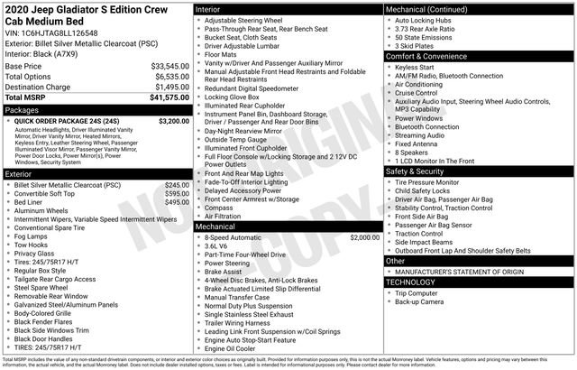 Used 2020 Jeep Gladiator Sport w/ Quick Order Package 24S image 15