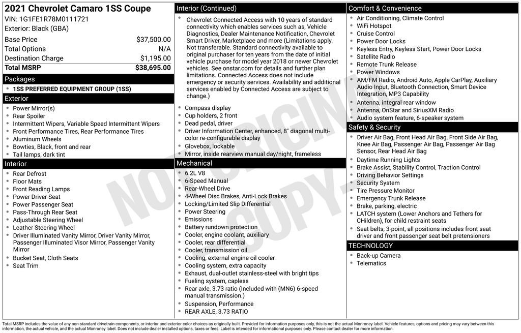 Used 2021 Chevrolet Camaro SS RWD image 29