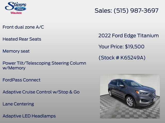 Used 2022 Ford Edge Titanium w/ Equipment Group 301A AWD/4WD image 22