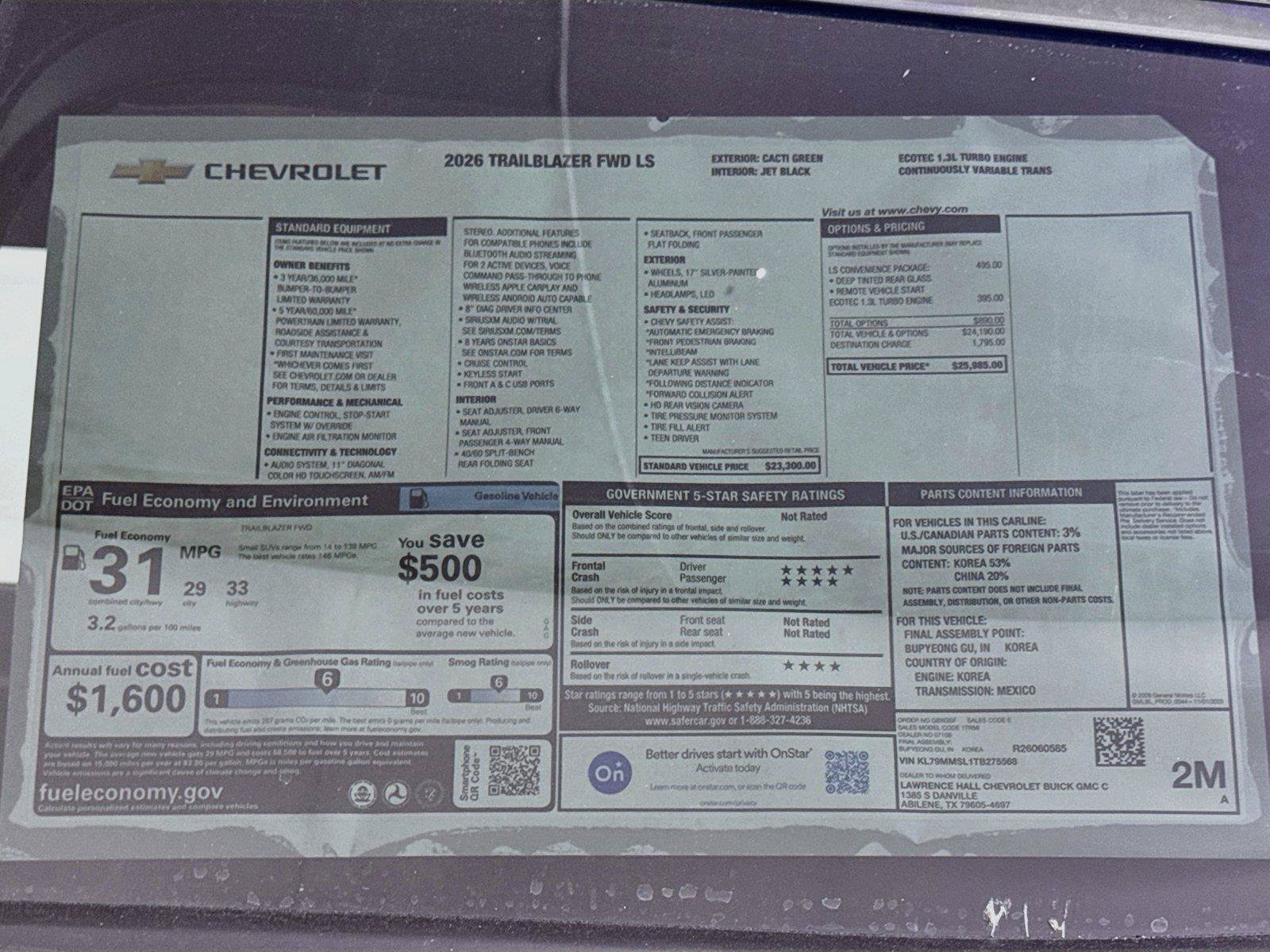 New 2026 Chevrolet TrailBlazer LS w/ LS Convenience Package FWD image 18