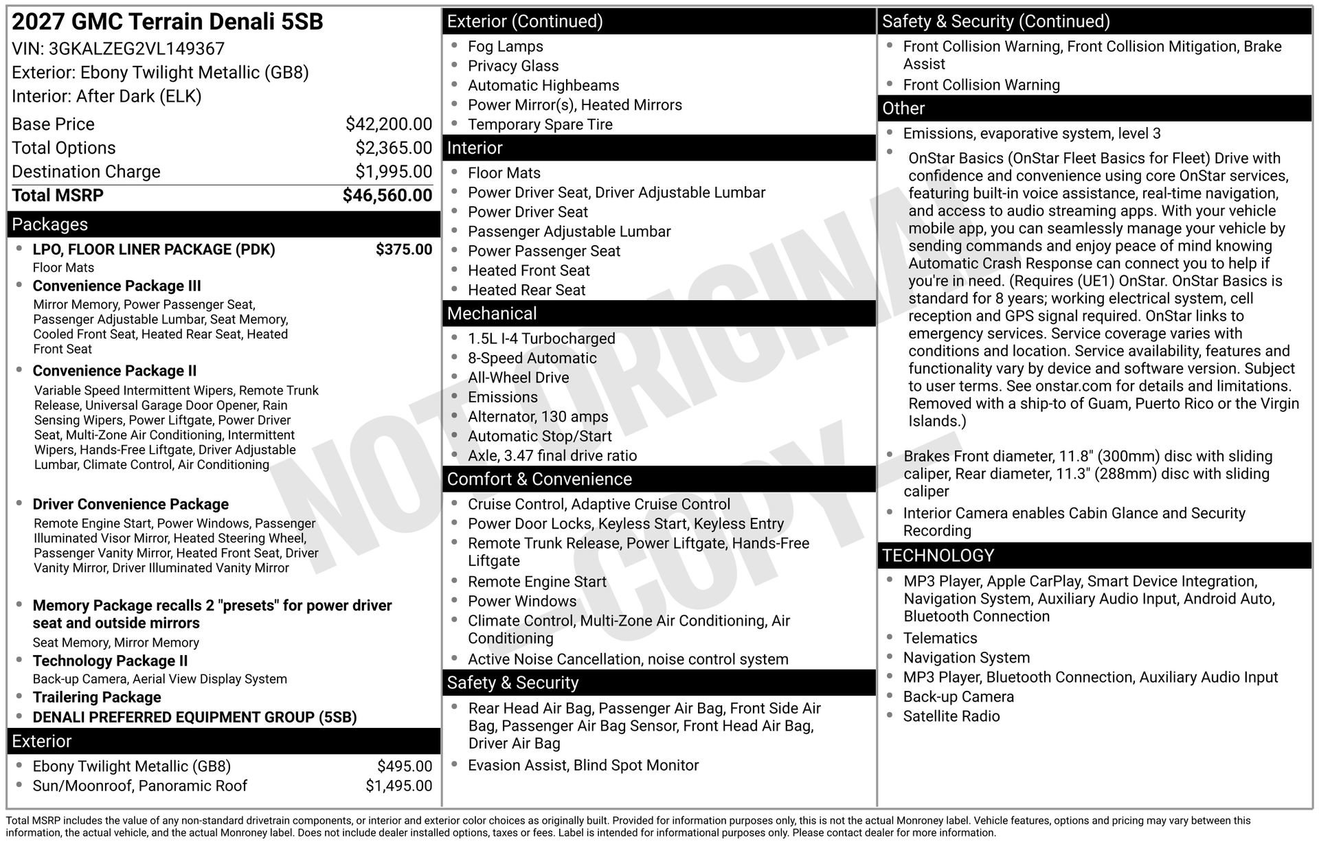 New 2027 GMC Terrain Denali w/ LPO, Floor Liner Package AWD/4WD image 3